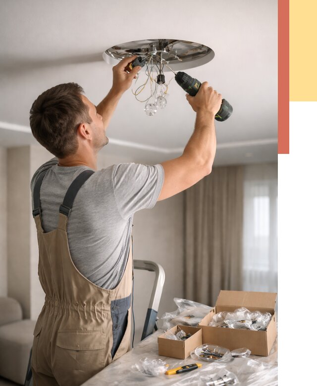 Установка люстры в натяжной потолок в Сафоново от 1230 руб. | Быстро и недорого — ОТДЕЛОЧНИК-Сфн