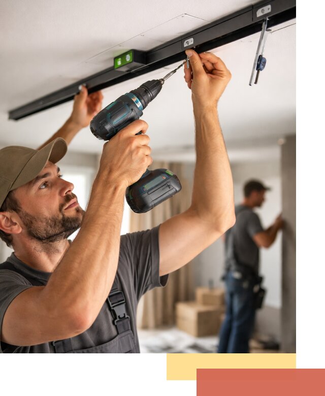 Установка трековых светильников в натяжной потолок в Сафоново