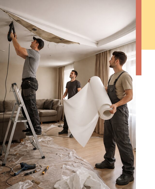 Замена полотна натяжного потолка в Сафоново от 9736 руб. быстро и недорого | ОТДЕЛОЧНИК-Сфн