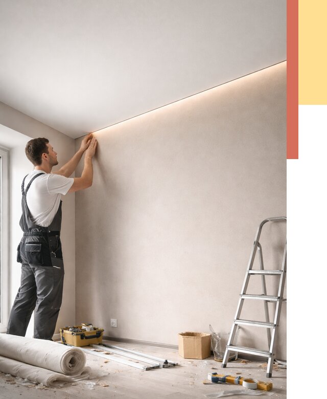 Теневые натяжные потолки в Сафоново от 8403 руб. под ключ | ОТДЕЛОЧНИК-Сфн