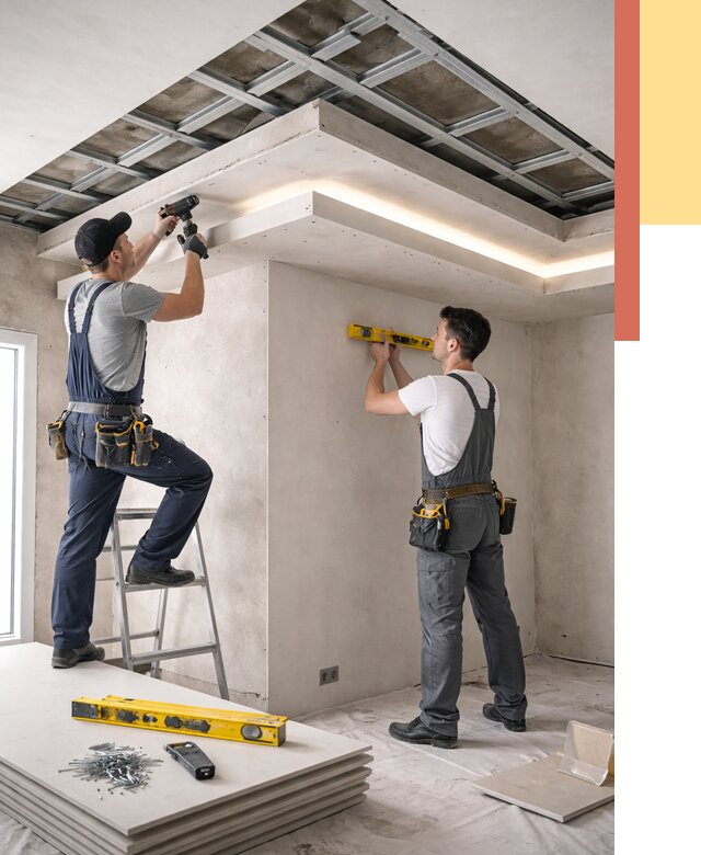 Двухуровневый потолок из гипсокартона в Сафоново от 1486 руб. под ключ | ОТДЕЛОЧНИК-Сфн