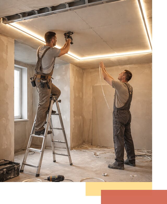 Потолок из гипсокартона с подсветкой в Сафоново