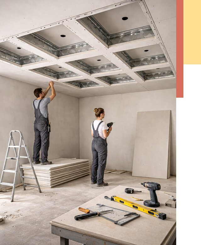 Кессонный потолок из гипсокартона в Сафоново от 1896 руб. — монтаж и под ключ | ОТДЕЛОЧНИК-Сфн