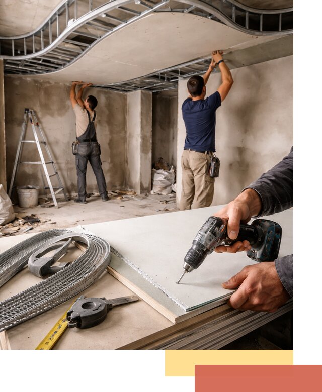 Криволинейный потолок из гипсокартона в Сафоново — монтаж и отделка