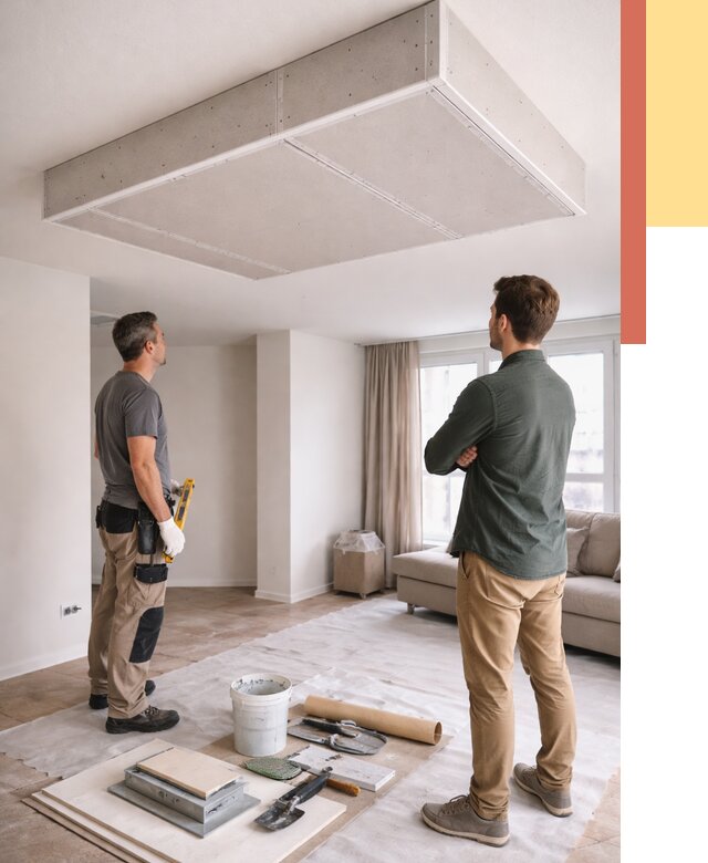 Короб на потолке из гипсокартона в Сафоново от 2255 руб. — монтаж и услуги под ключ | ОТДЕЛОЧНИК-Сфн