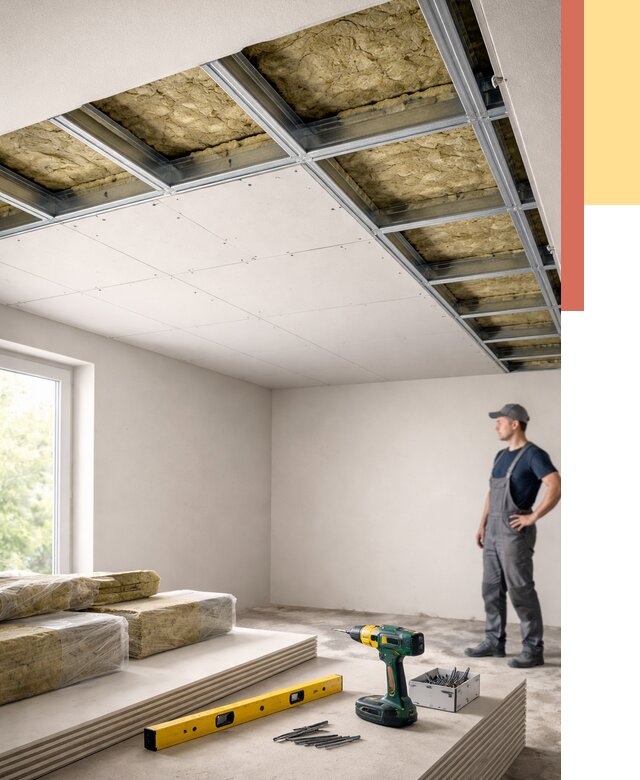 Звукоизоляция потолка ГКЛ в Сафоново от 974 руб. — монтаж под ключ | ОТДЕЛОЧНИК-Сфн