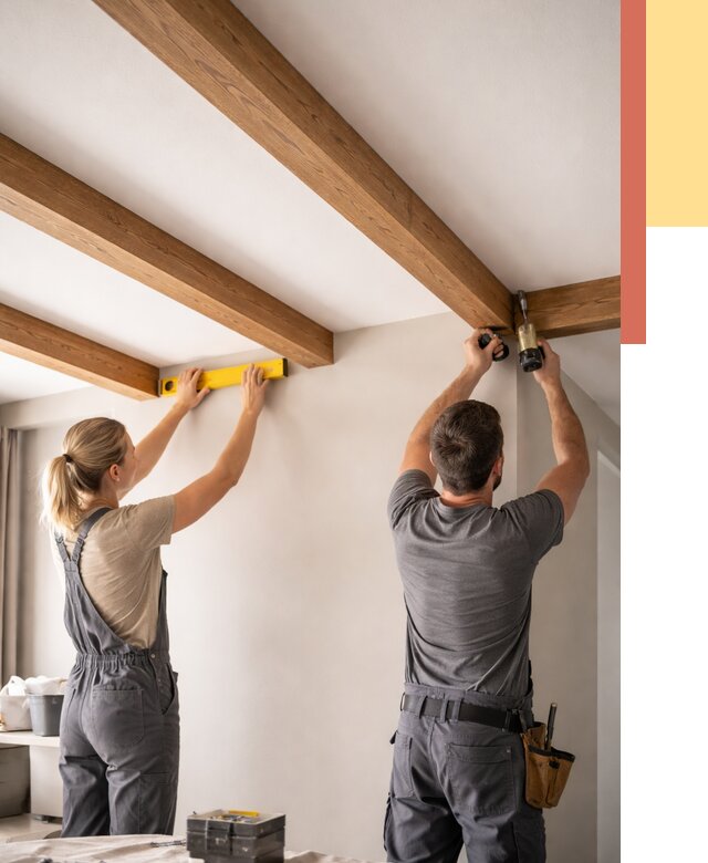 Монтаж декоративных балок на потолок в Сафоново от 4304 руб. — ОТДЕЛОЧНИК-Сфн